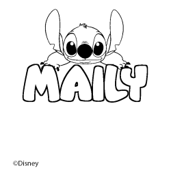 Coloring page first name MAILY - Stitch background