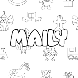 Coloring page first name MAILY - Toys background