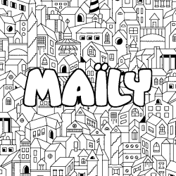 Coloring page first name MAÏLY - City background