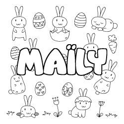 Coloring page first name MAÏLY - Easter background
