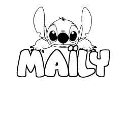 Coloring page first name MAÏLY - Stitch background