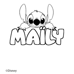 Coloring page first name MAÏLY - Stitch background