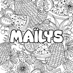 Coloring page first name MAÏLYS - Fruits mandala background