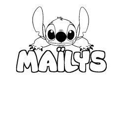 Coloring page first name MAÏLYS - Stitch background