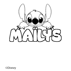 Coloring page first name MAÏLYS - Stitch background