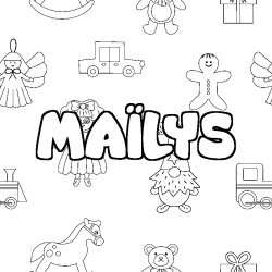 Coloring page first name MAÏLYS - Toys background