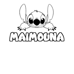 Coloring page first name MAIMOUNA - Stitch background