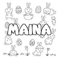 Coloring page first name MAINA - Easter background