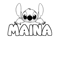 Coloring page first name MAINA - Stitch background