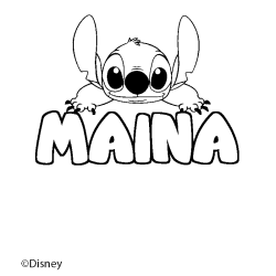 Coloring page first name MAINA - Stitch background