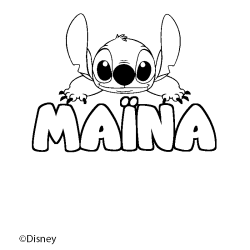 Coloring page first name MAÏNA - Stitch background