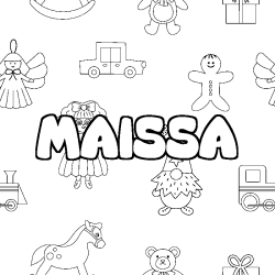 Coloring page first name MAISSA - Toys background