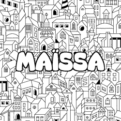 Coloring page first name MA&Iuml;SSA - City background