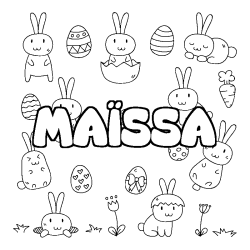 Coloring page first name MAÏSSA - Easter background