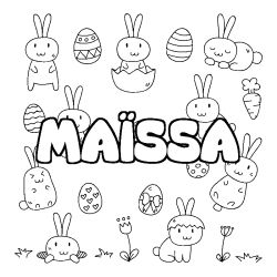 Coloring page first name MA&Iuml;SSA - Easter background