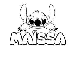 Coloring page first name MAÏSSA - Stitch background