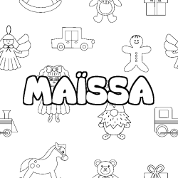 Coloring page first name MA&Iuml;SSA - Toys background