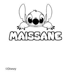 Coloring page first name MAISSANE - Stitch background