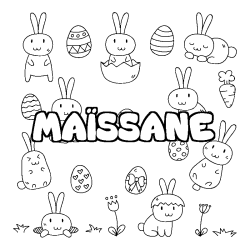 Coloring page first name MAÏSSANE - Easter background