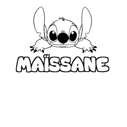 Coloring page first name MAÏSSANE - Stitch background