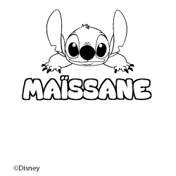 Coloring page first name MAÏSSANE - Stitch background