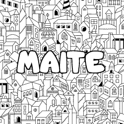 Coloring page first name MAITE - City background