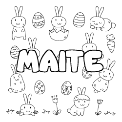 Coloring page first name MAITE - Easter background