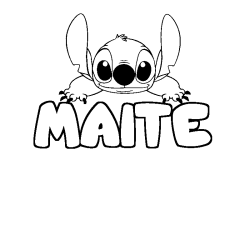 Coloring page first name MAITE - Stitch background
