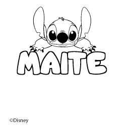 Coloring page first name MAITE - Stitch background