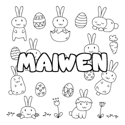 Coloring page first name MAIWEN - Easter background