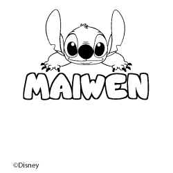 Coloring page first name MAIWEN - Stitch background