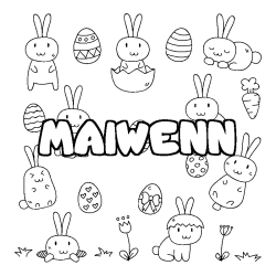 Coloring page first name MAIWENN - Easter background