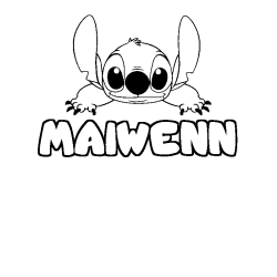 Coloring page first name MAIWENN - Stitch background