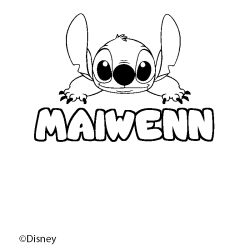 Coloring page first name MAIWENN - Stitch background