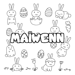 Coloring page first name MAÏWENN - Easter background