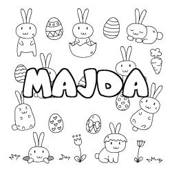 Coloring page first name MAJDA - Easter background