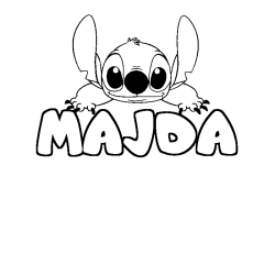 Coloring page first name MAJDA - Stitch background