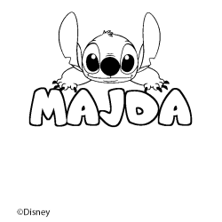 Coloring page first name MAJDA - Stitch background