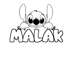Coloring page first name MALAK - Stitch background