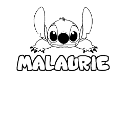 Coloring page first name MALAURIE - Stitch background