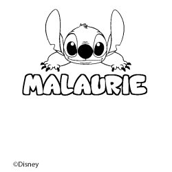 Coloring page first name MALAURIE - Stitch background