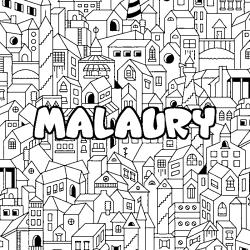 Coloring page first name MALAURY - City background