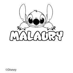 Coloring page first name MALAURY - Stitch background