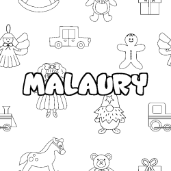 Coloring page first name MALAURY - Toys background