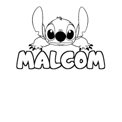 Coloring page first name MALCOM - Stitch background