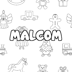 Coloring page first name MALCOM - Toys background