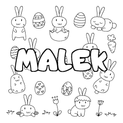 Coloring page first name MALEK - Easter background
