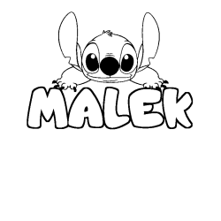 Coloring page first name MALEK - Stitch background