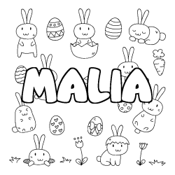 Coloring page first name MALIA - Easter background