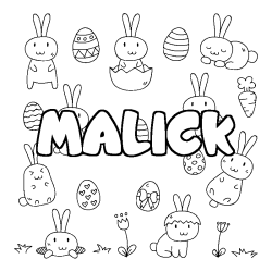 Coloring page first name MALICK - Easter background